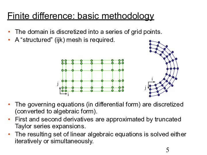 The domain is discretized into a series of grid points.