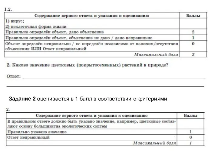 Задание 2 оценивается в 1 балл в соответствии с критериями.