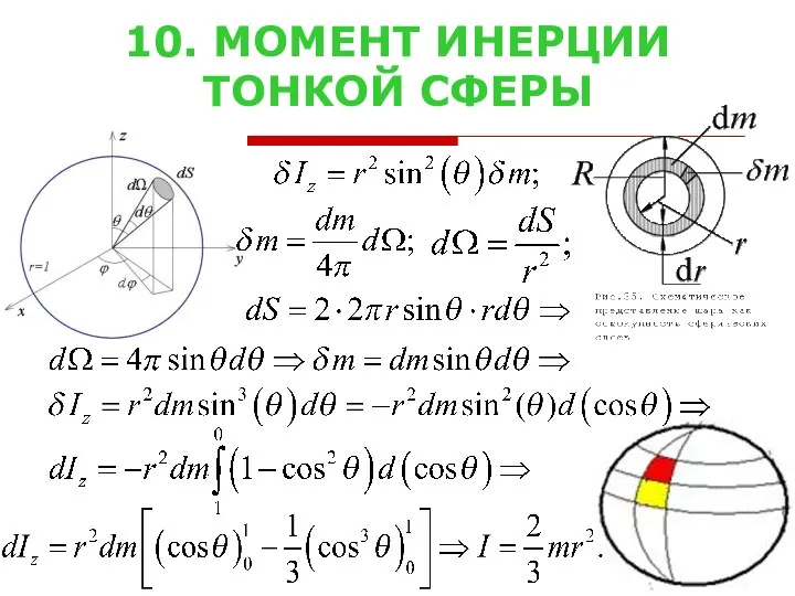 10. МОМЕНТ ИНЕРЦИИ ТОНКОЙ СФЕРЫ