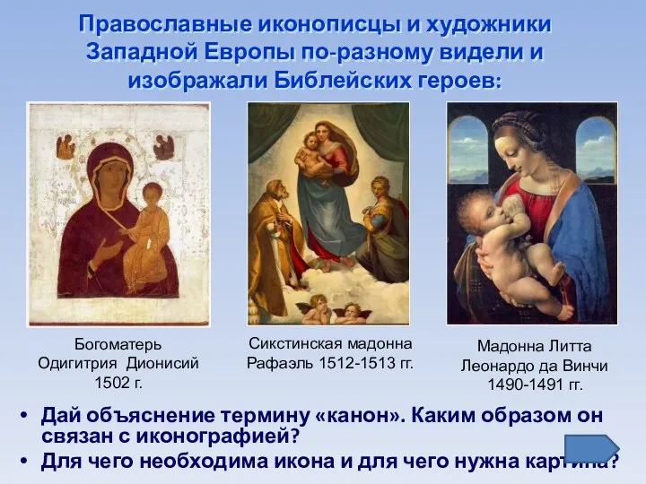 Православные иконописцы и художники Западной Европы по-разному видели и изображали