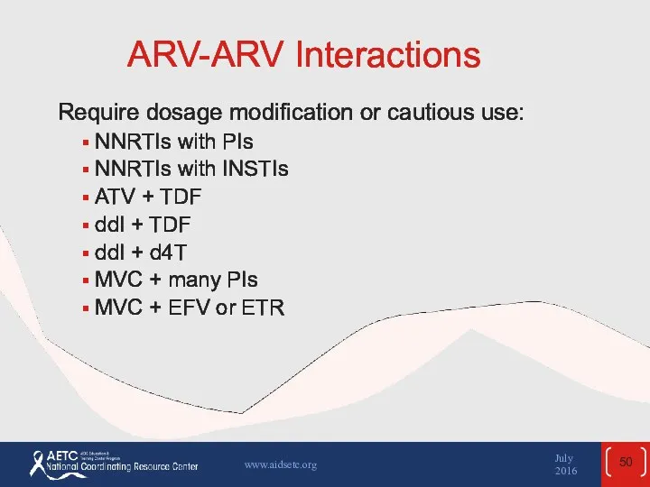 ARV-ARV Interactions Require dosage modification or cautious use: NNRTIs with