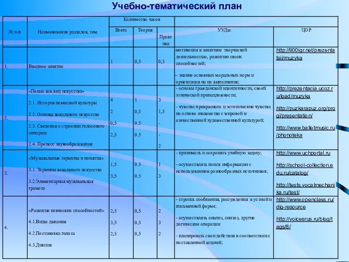 Учебно-тематический план