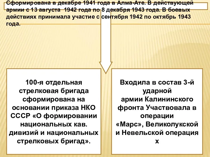 100-я Казахская стрелковая бригада - воинское подразделение СССР в Великой