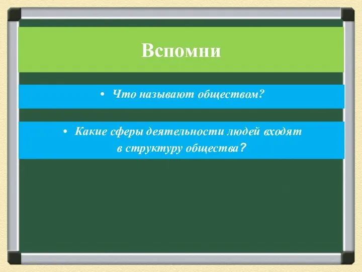 Вспомни Что называют обществом? Какие сферы деятельности людей входят в структуру общества?