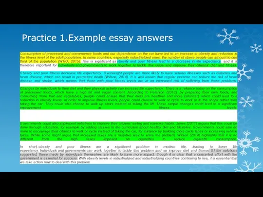 Practice 1.Example essay answers