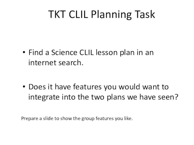 TKT CLIL Planning Task Find a Science CLIL lesson plan