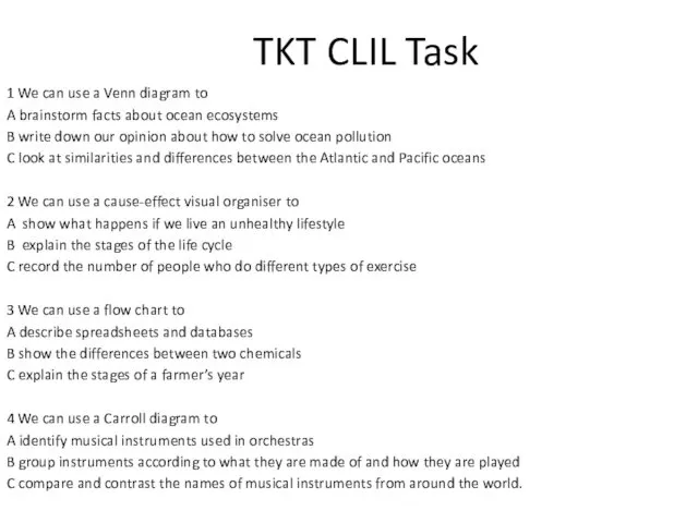 TKT CLIL Task 1 We can use a Venn diagram to A brainstorm