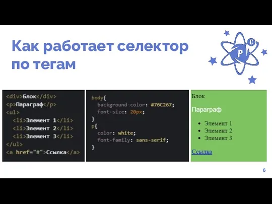 Как работает селектор по тегам 6