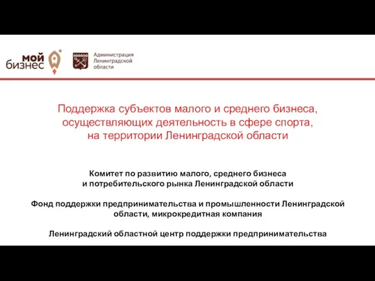 Поддержка субъектов малого и среднего бизнеса, осуществляющих деятельность в сфере спорта, на территории Ленинградской области