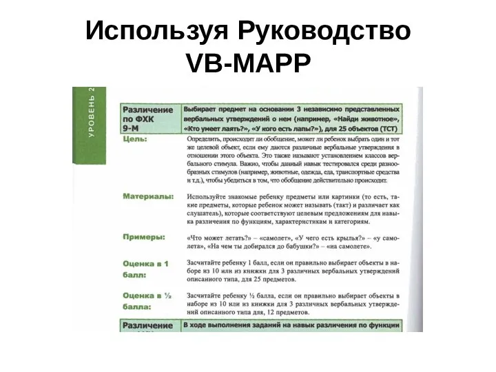 Используя Руководство VB-MAPP