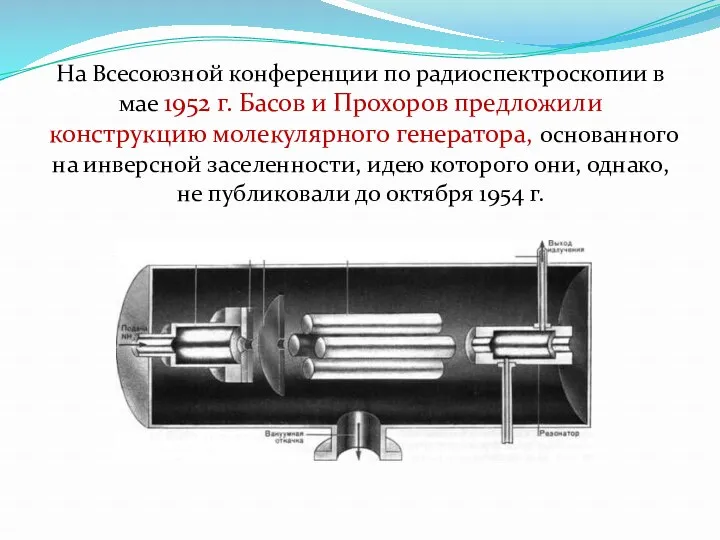 На Всесоюзной конференции по радиоспектроскопии в мае 1952 г. Басов