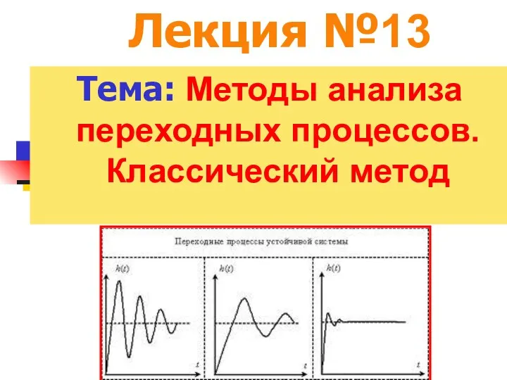 Лекция №13 Тема: Методы анализа переходных процессов. Классический метод