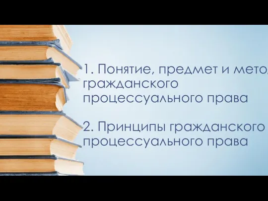 1. Понятие, предмет и метод гражданского процессуального права 2. Принципы гражданского процессуального права