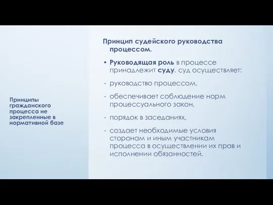 Принципы гражданского процесса не закрепленные в нормативной базе Принцип судейского