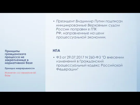 Принципы гражданского процесса не закрепленные в нормативной базе Президент Владимир