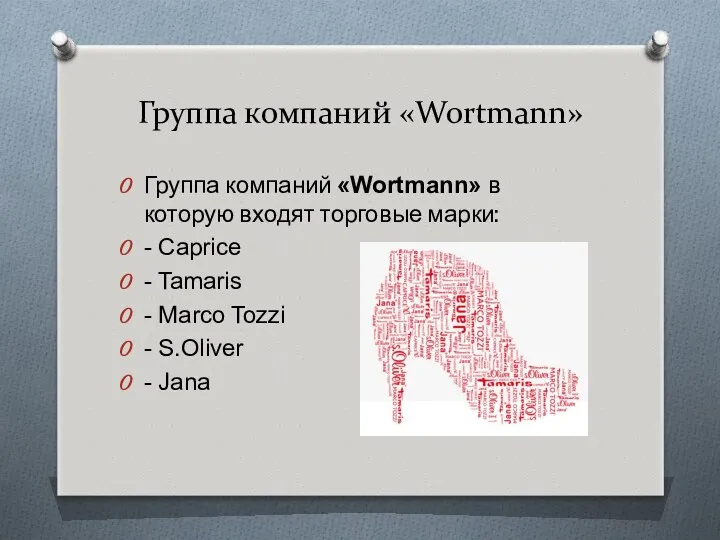 Группа компаний «Wortmann» Группа компаний «Wortmann» в которую входят торговые