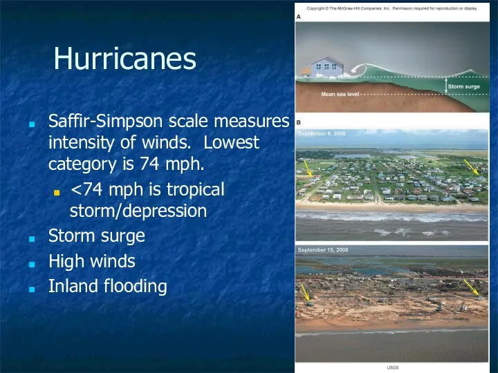 9- Hurricanes Saffir-Simpson scale measures intensity of winds. Lowest category