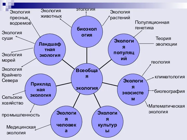 Популяционная генетика Теория эволюции этология Экология животных Экология растений геология