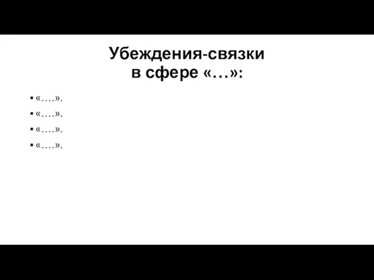 Убеждения-связки в сфере «…»: «….». «….». «….». «….».