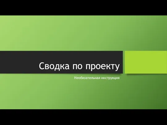 Сводка по проекту Необязательная инструкция