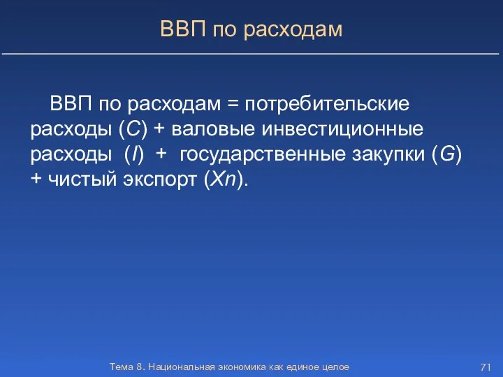 Тема 8. Национальная экономика как единое целое ВВП по расходам