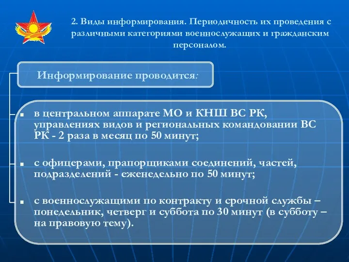 2. Виды информирования. Периодичность их проведения с различными категориями военнослужащих