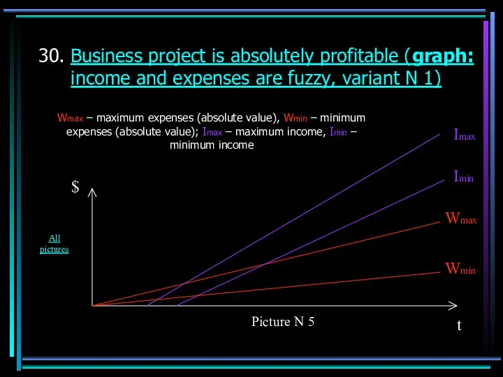 30. Business project is absolutely profitable (graph: income and expenses