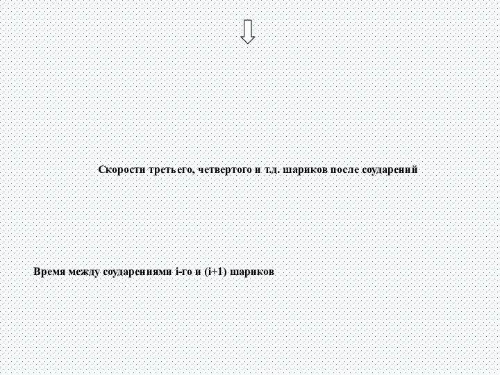 Время между соударениями i-го и (i+1) шариков Скорости третьего, четвертого и т.д. шариков после соударений