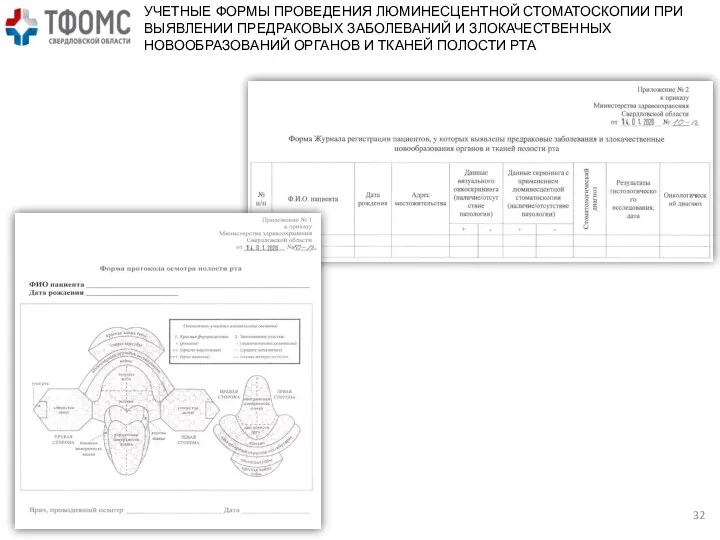 УЧЕТНЫЕ ФОРМЫ ПРОВЕДЕНИЯ ЛЮМИНЕСЦЕНТНОЙ СТОМАТОСКОПИИ ПРИ ВЫЯВЛЕНИИ ПРЕДРАКОВЫХ ЗАБОЛЕВАНИЙ И