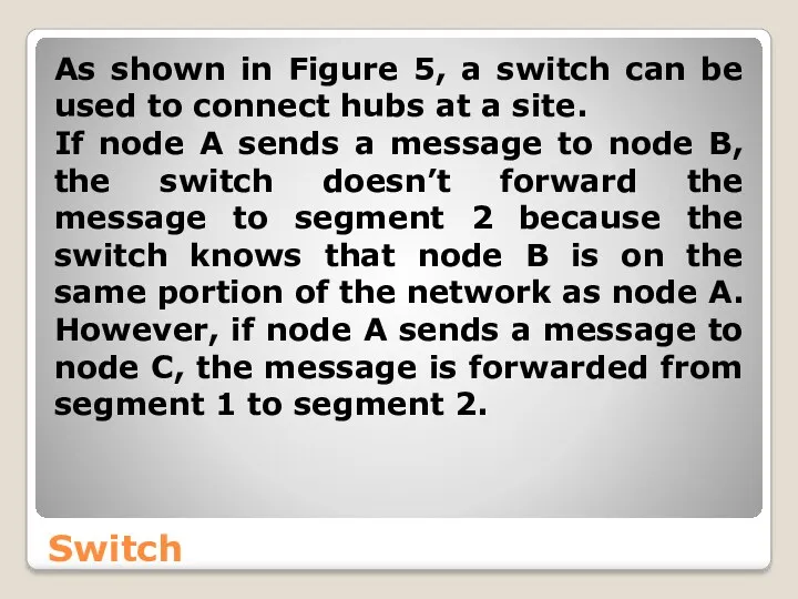 Switch As shown in Figure 5, a switch can be
