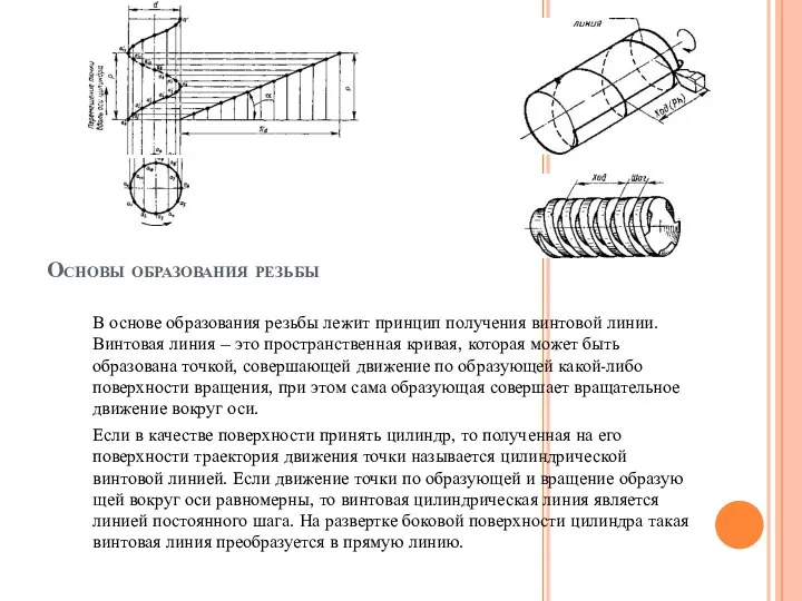 Основы образования резьбы В основе образования резьбы лежит принцип полу­чения