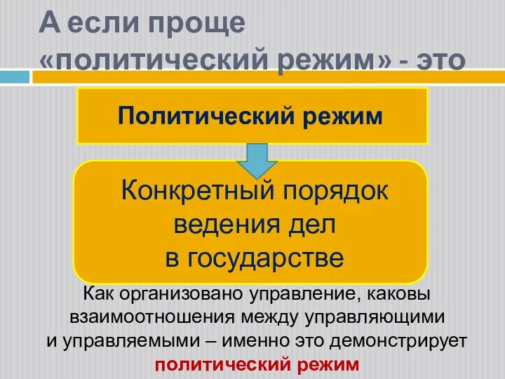 А если проще «политический режим» - это Политический режим Конкретный