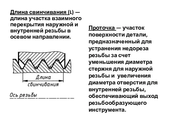 Длина свинчивания (L) — длина участка взаимного перекрытия наружной и