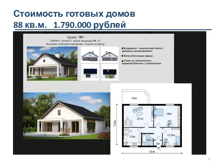 Стоимость готовых домов 88 кв.м. 1.790.000 рублей
