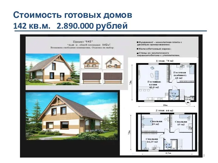 Стоимость готовых домов 142 кв.м. 2.890.000 рублей