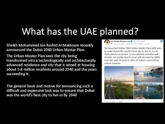 What has the UAE planned? Sheikh Mohammed bin Rashid Al