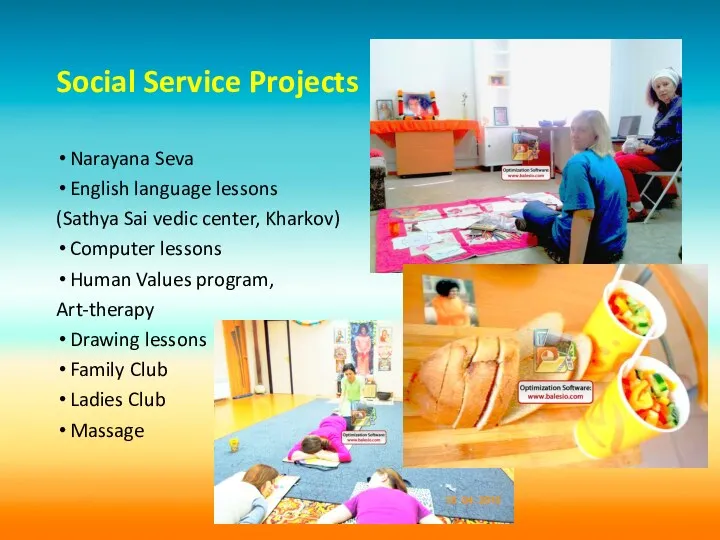 Social Service Projects Narayana Seva English language lessons (Sathya Sai vedic center, Kharkov)
