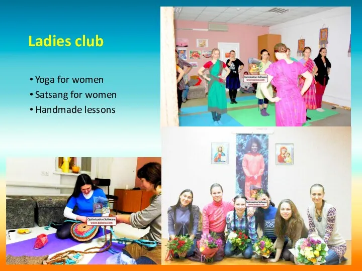 Ladies club Yoga for women Satsang for women Handmade lessons