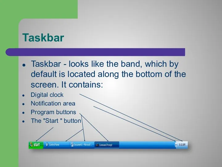 Taskbar Taskbar - looks like the band, which by default