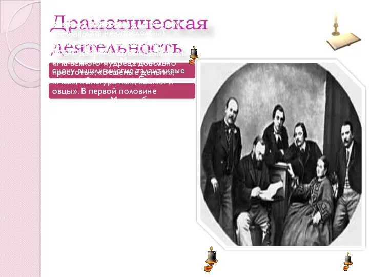 Драматическая деятельность 1865 – 1866 годы – в это время (точная дата не