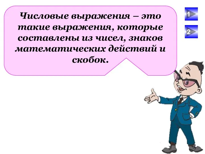 Числовые выражения – это такие выражения, которые составлены из чисел,