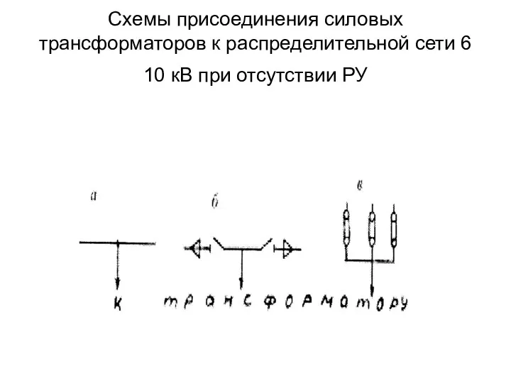 Схемы присоединения силовых трансформаторов к распределительной сети 6 10 кВ при отсутствии РУ