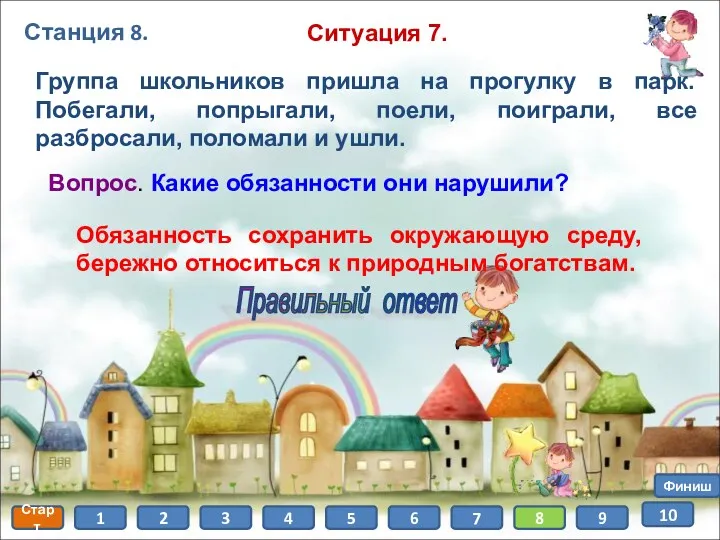 Старт 1 2 3 4 5 6 7 8 Финиш 9 10 Станция