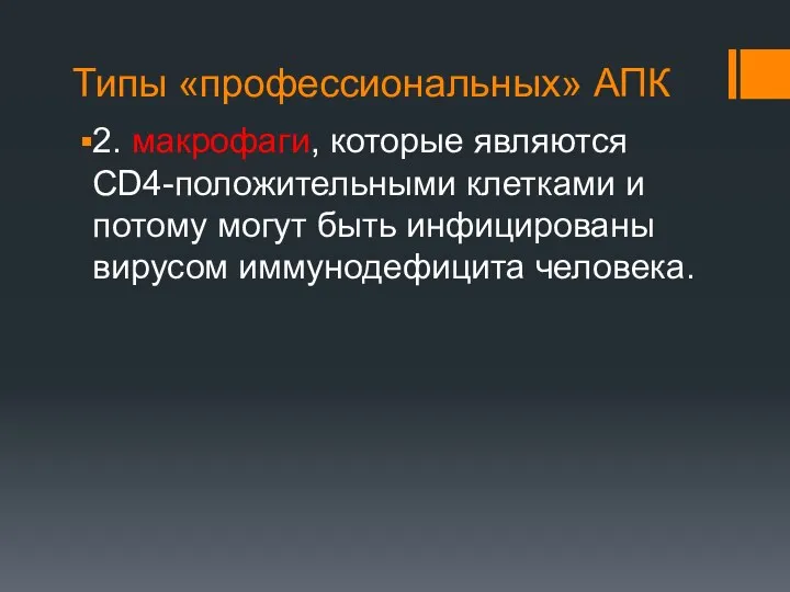 Типы «профессиональных» АПК 2. макрофаги, которые являются CD4-положительными клетками и