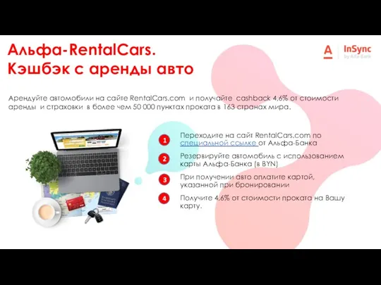 Альфа-RentalCars. Кэшбэк с аренды авто Арендуйте автомобили на сайте RentalCars.com и получайте cashback
