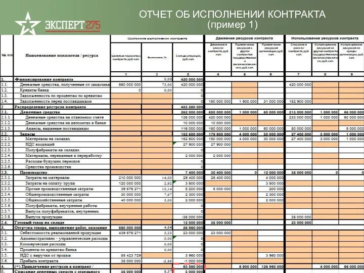 ОТЧЕТ ОБ ИСПОЛНЕНИИ КОНТРАКТА (пример 1)