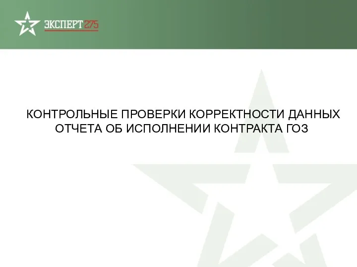 КОНТРОЛЬНЫЕ ПРОВЕРКИ КОРРЕКТНОСТИ ДАННЫХ ОТЧЕТА ОБ ИСПОЛНЕНИИ КОНТРАКТА ГОЗ