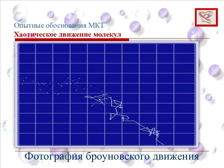 Фотография броуновского движения Опытные обоснования МКТ Хаотическое движение молекул