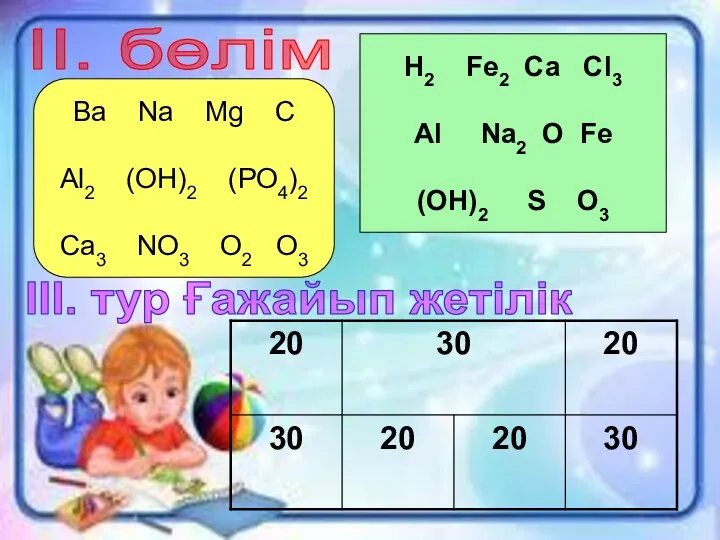 Ba Na Mg C Al2 (OH)2 (PO4)2 Ca3 NO3 O2