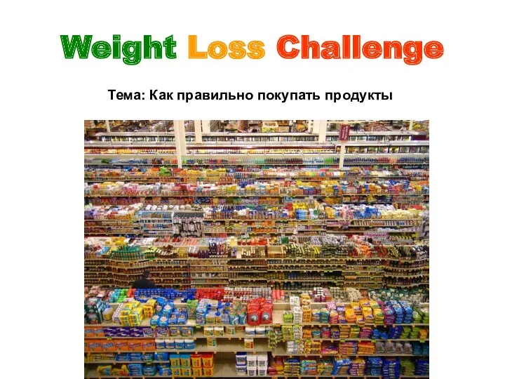Weight Loss Challenge Тема: Как правильно покупать продукты